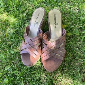 Brown wedge sandals